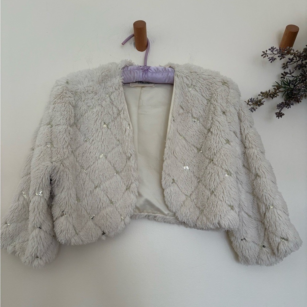Ivory Faux Fur Bridal Jacket - Women Jackets & Coats - Picture 3 of 9